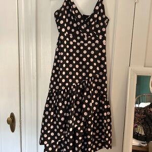 Eliza J High to Low Pink and Black Polka Dot Dress